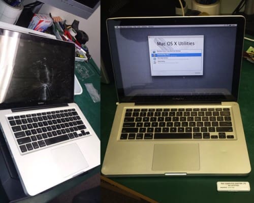 A MacBook with a broken LCD screen we sourced and installed a new screen and gave it back to the customer.